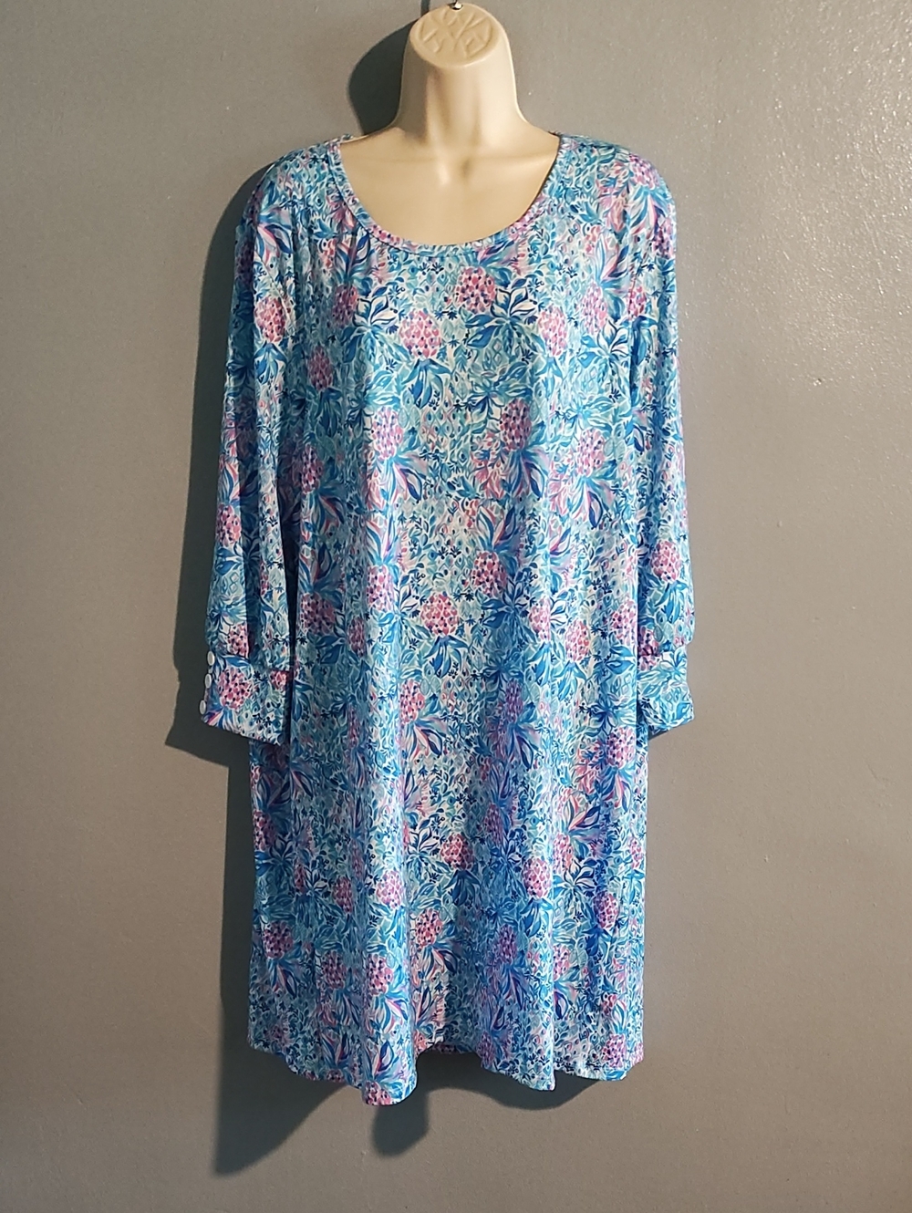 Buttons And Bows Floral Mini Dress Blue & Pink New With Tags